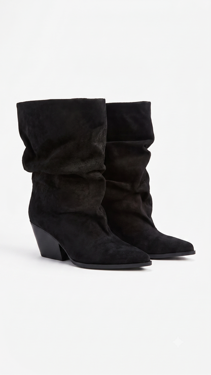 Bethany Faux Suede Runched Pointed boots
