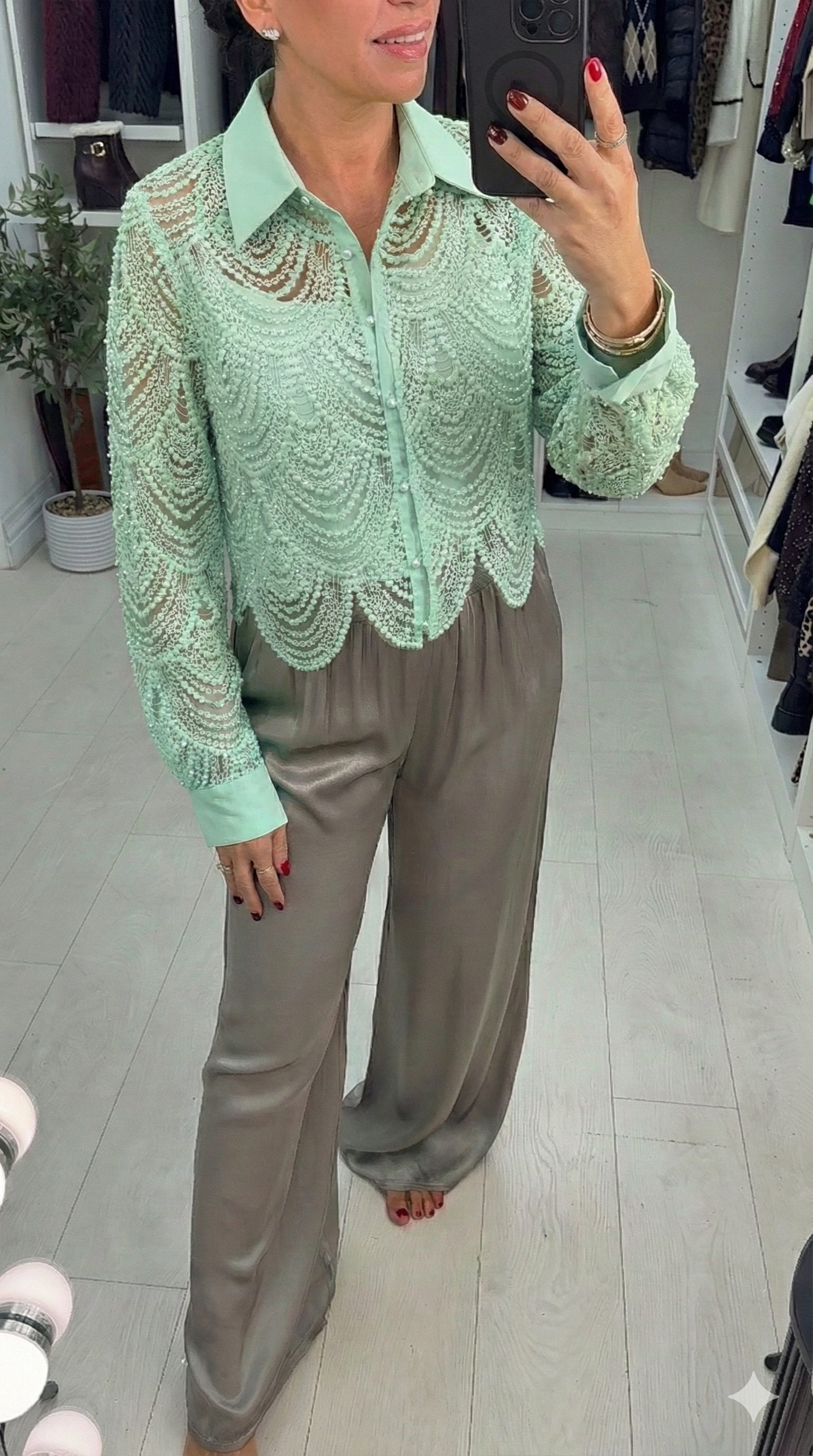 Noemi Full Pearl Bead Detail Top