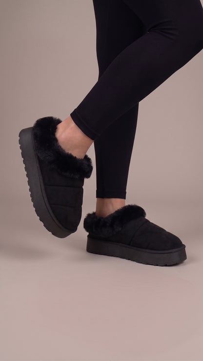 Eris Faux Fur Suede Platform Clogs