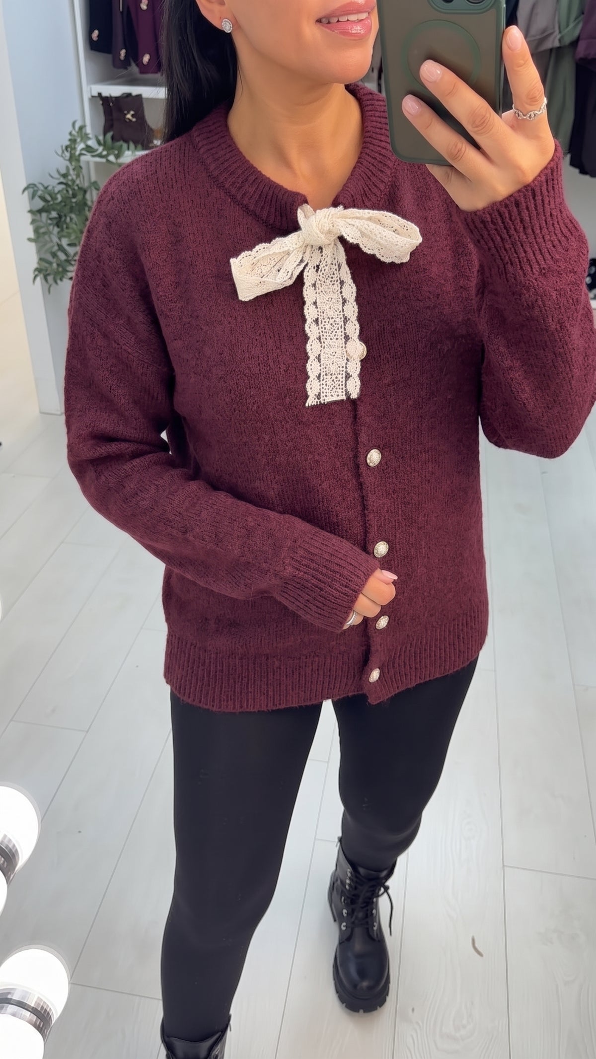 Elmira Plain Lace Detailed Cardigan