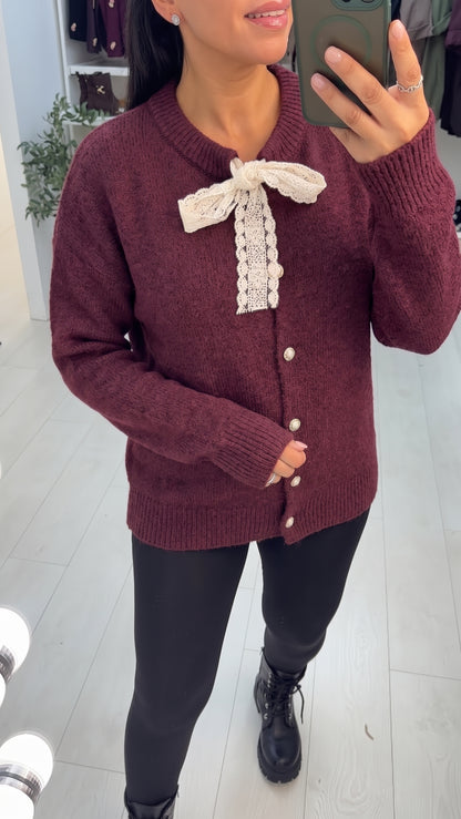 Elmira Plain Lace Detailed Cardigan