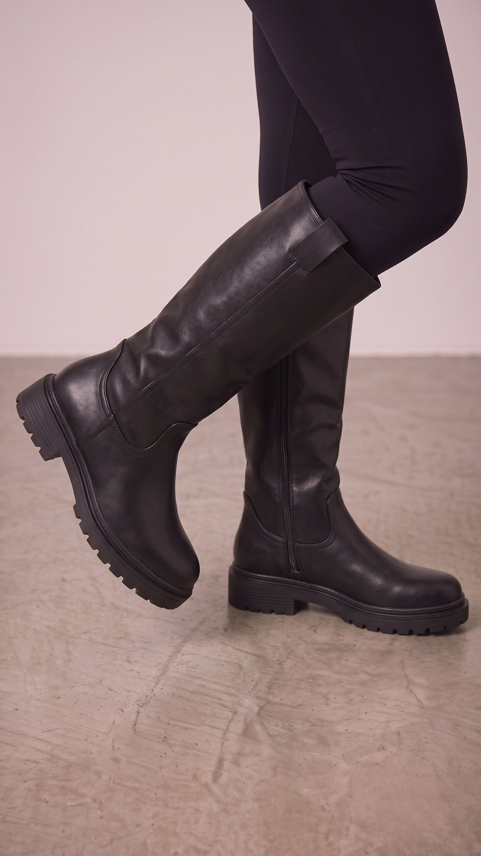 Ellee Faux Leather Chunky Sole Boots