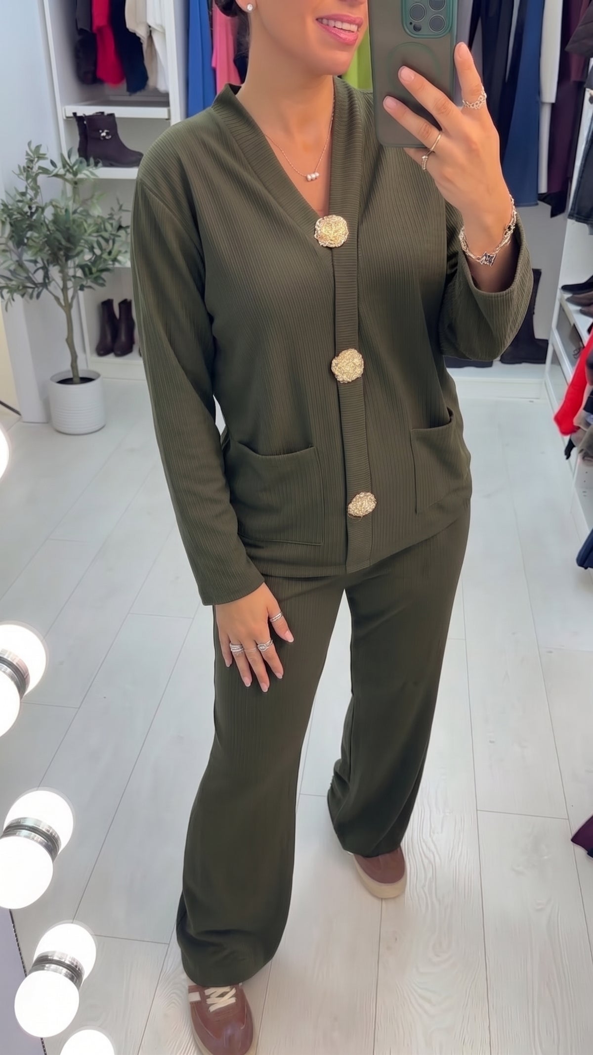 Wynona Ribbed Button Front Loungewear Set
