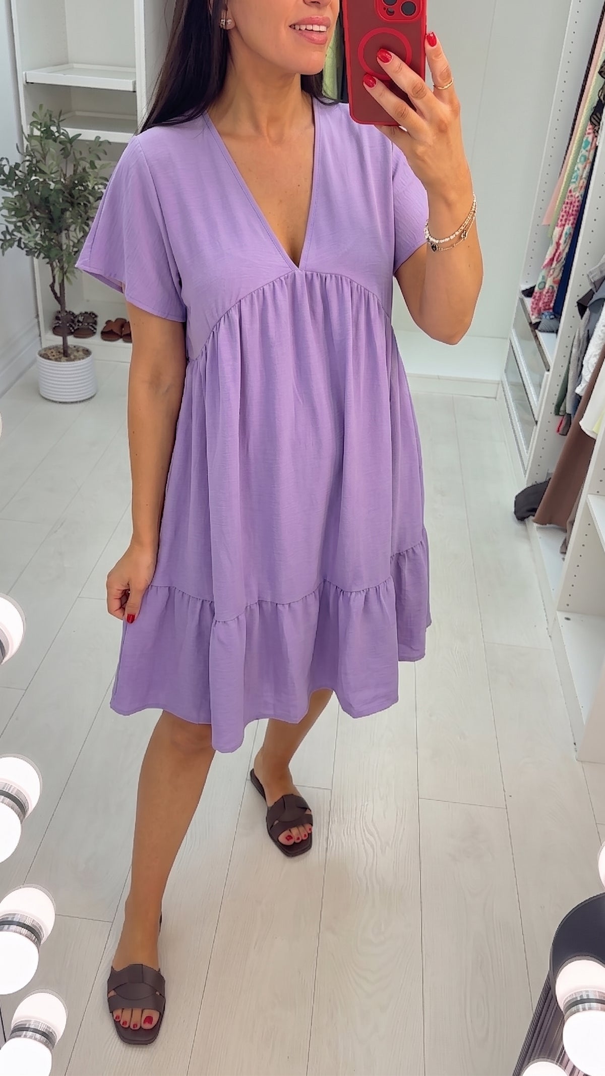 Amyra Floaty Tiered Smock Dress