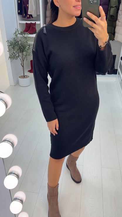 Koko Shoulder Zip Detailed Jumper Dress