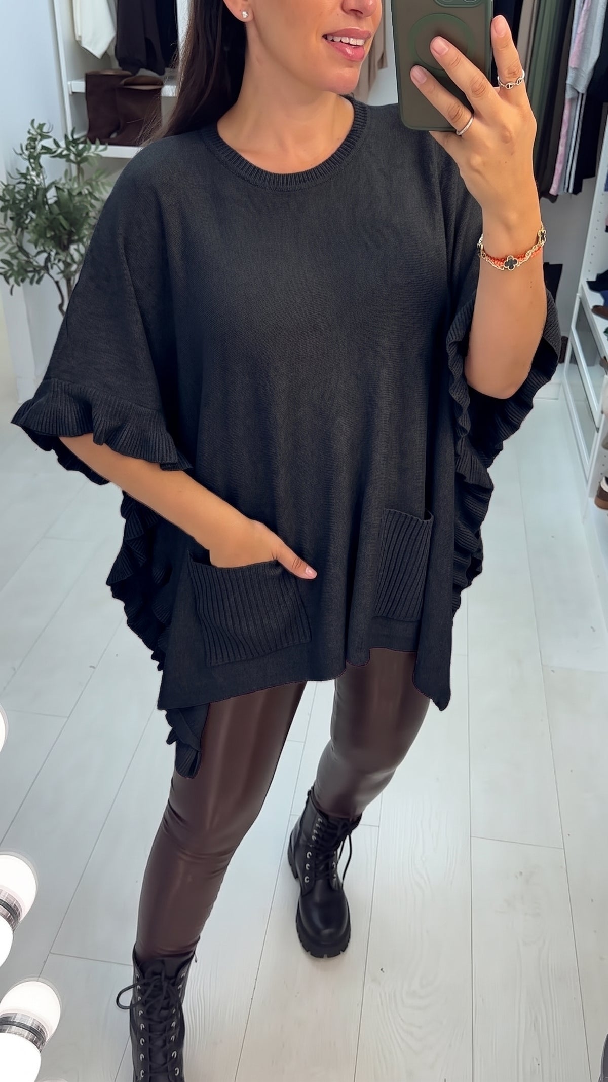 Seminah Ruffle Detail Poncho Jumper