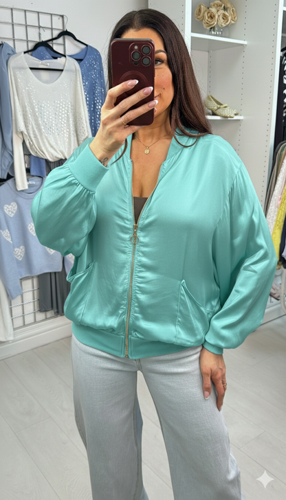 Paula Plain Satin Bomber Jacket