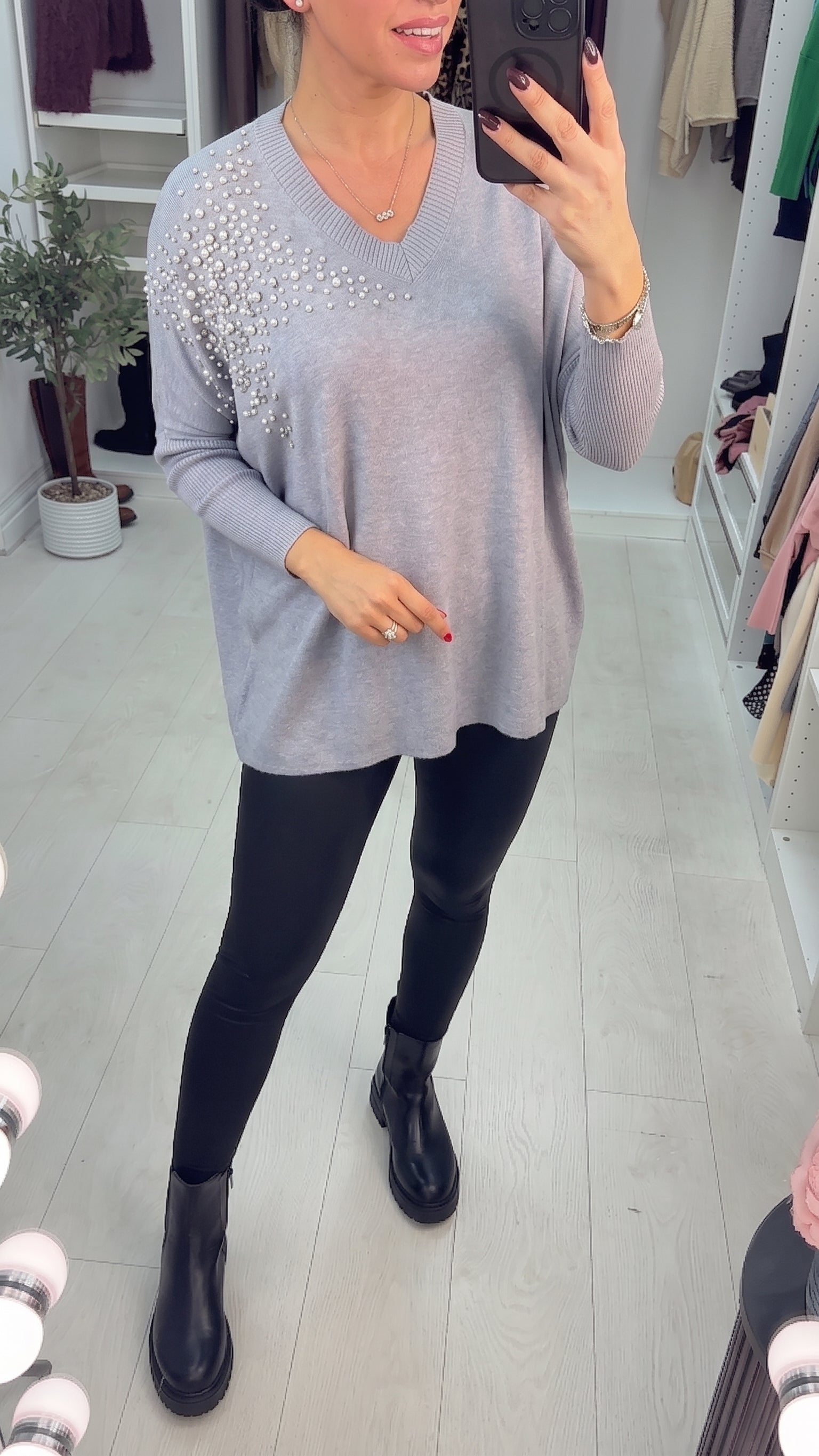 Eleanor V Neck Diamond Star Shoulder Jumper