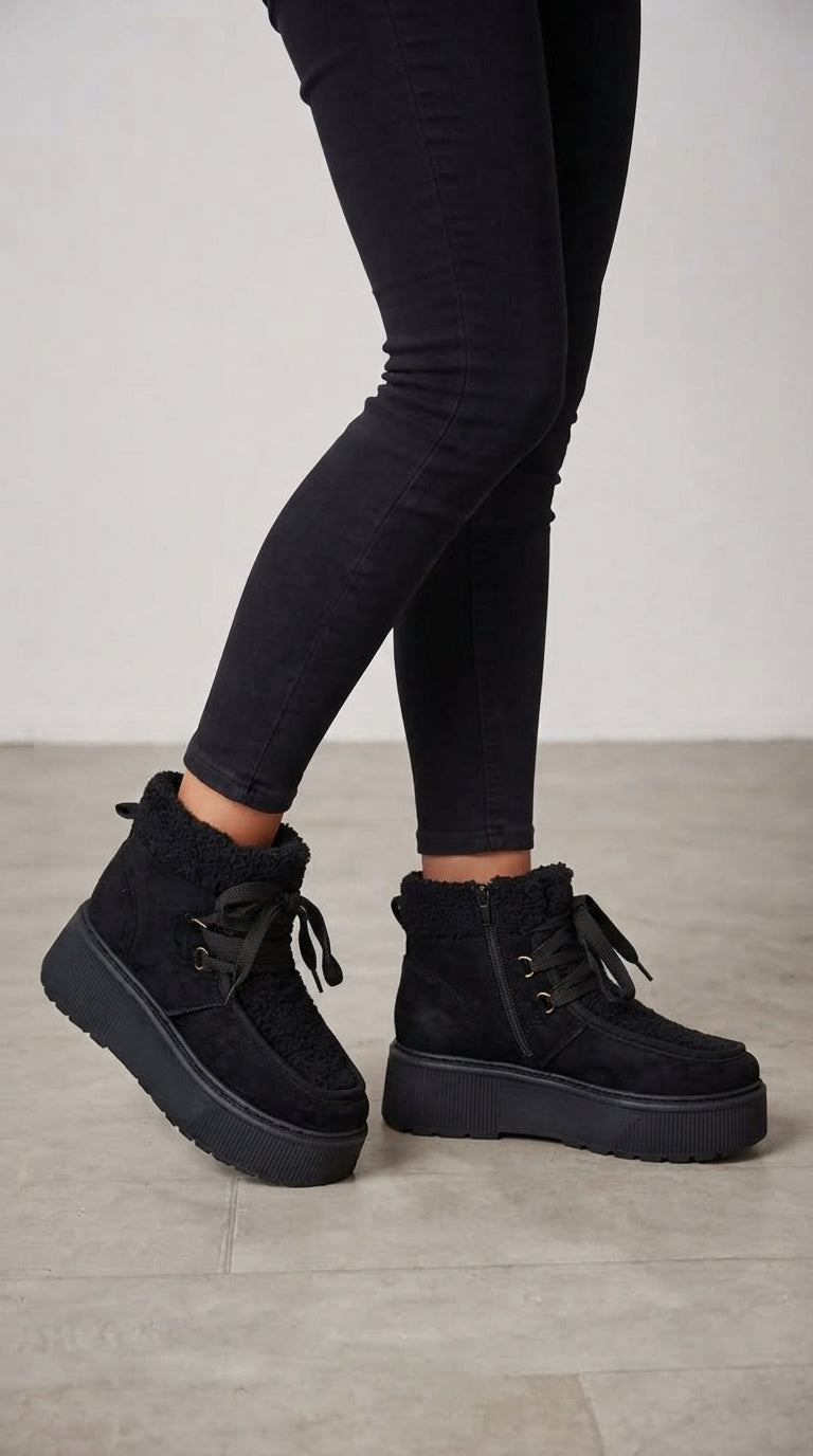 Tessa Faux Suede & Boucle Platform Boots