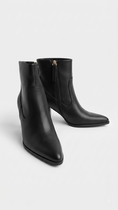 Kalia Faux Leather Pointed Heeled Boots