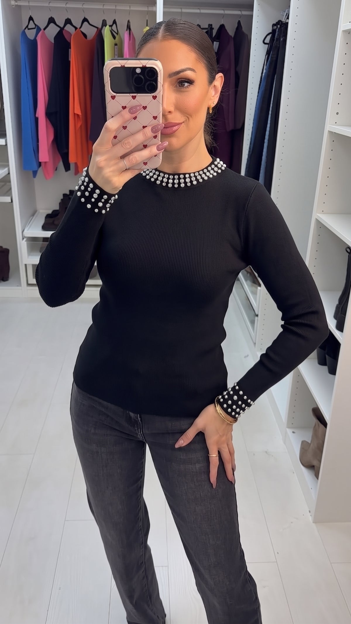 Ivette Embellished High Neck Jumper