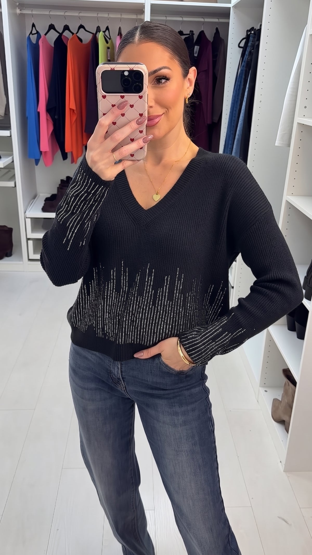 Blythe V Neck Embellished Jumper