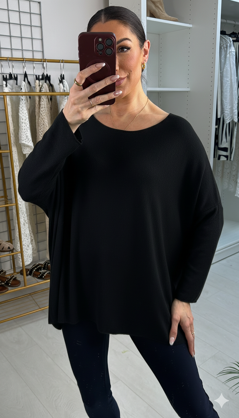 Fianna Plain Loose Fit Thin Knit Jumper