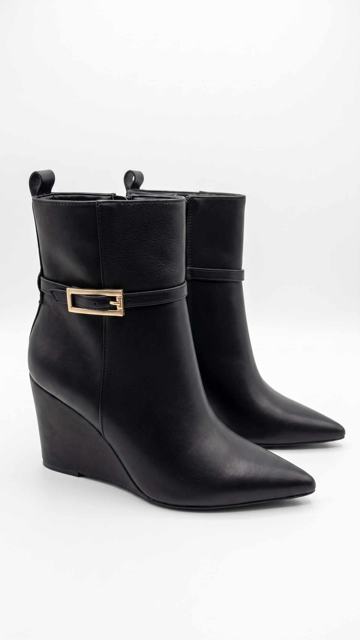 Alicia Faux Leather Pointed Wedge Boots