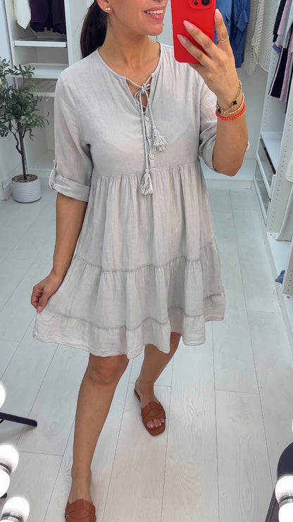 Dara Plain Tassel Detail Smock Dress