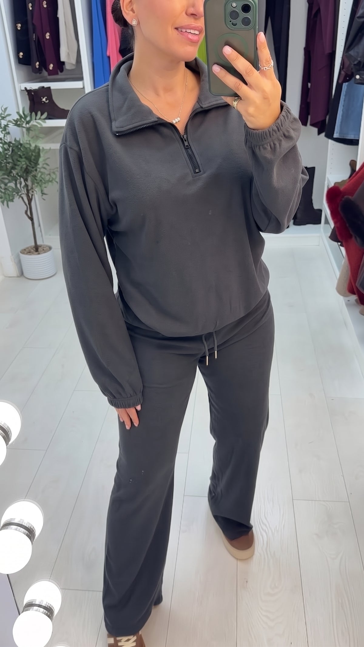 Nadira Plain Quarter Zip Loungewear Set