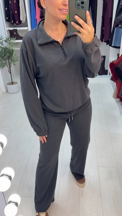 Nadira Plain Quarter Zip Loungewear Set