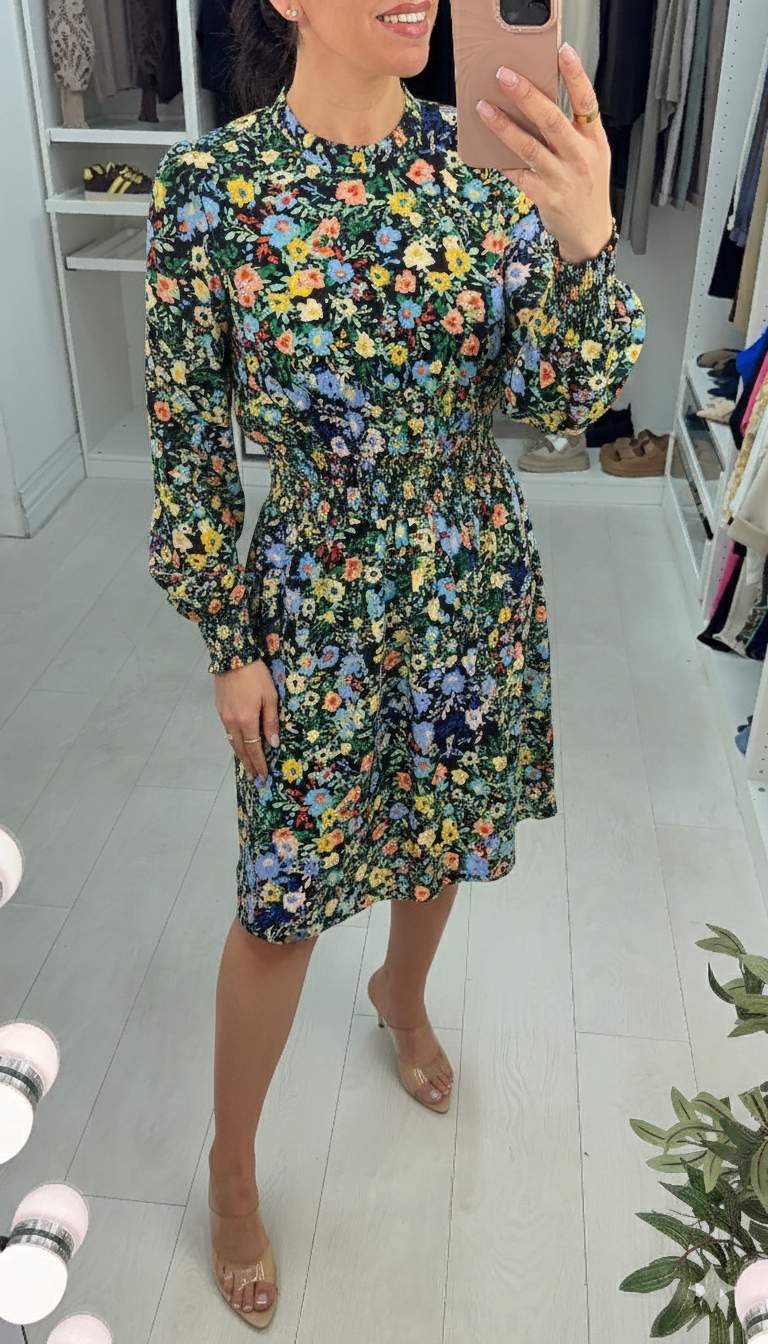 Freya Floral Elasticated Swing Dress