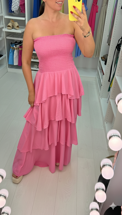 Dovina Strappy Maxi Ruffle Dress