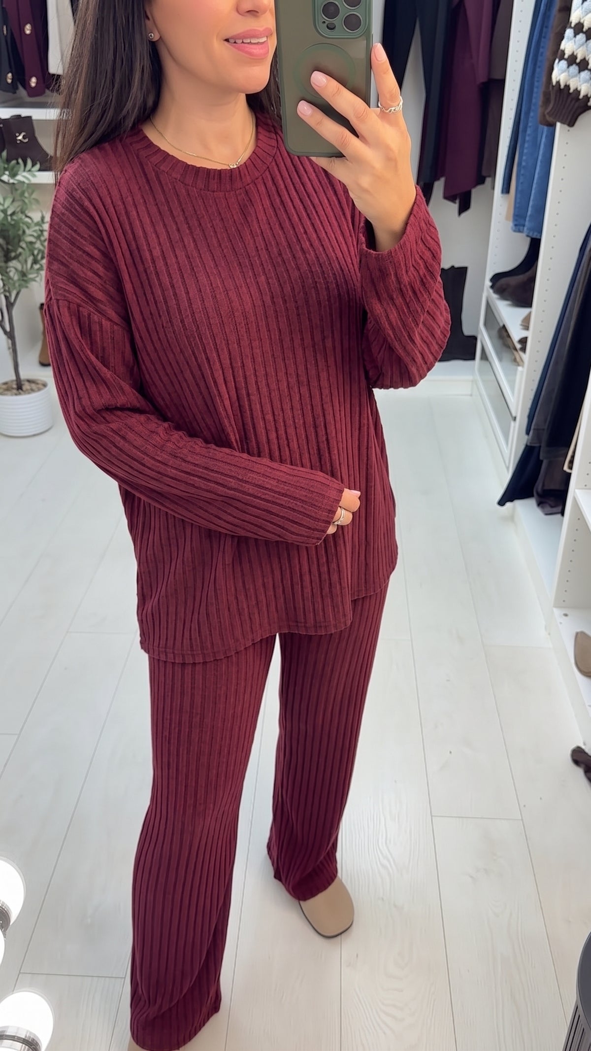 Gwendolyn Plain Ribbed Loungewear Set