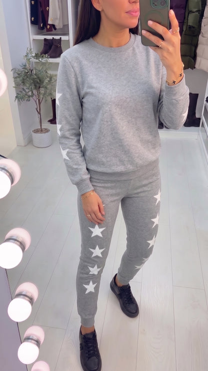 Palmera White Star Detailed Soft Loungewear Set
