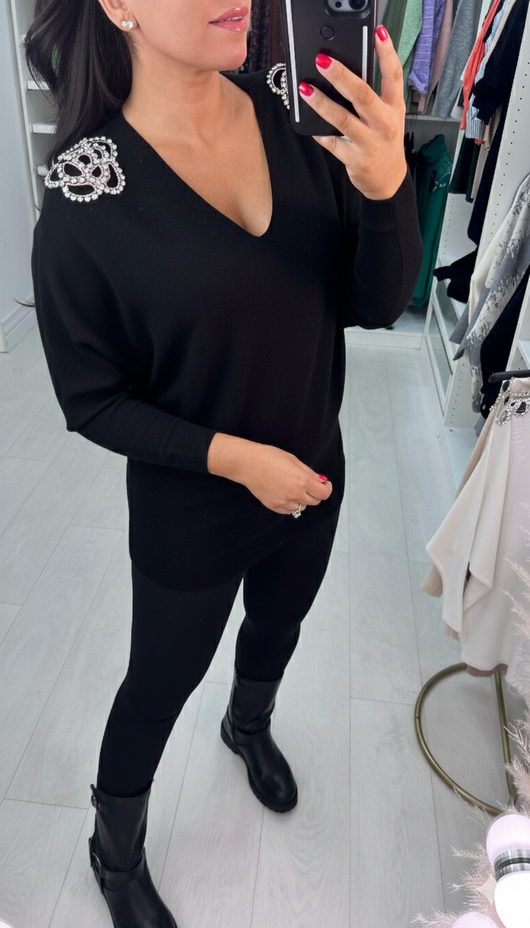 Harper Diamante Cut Out Detail Jumper