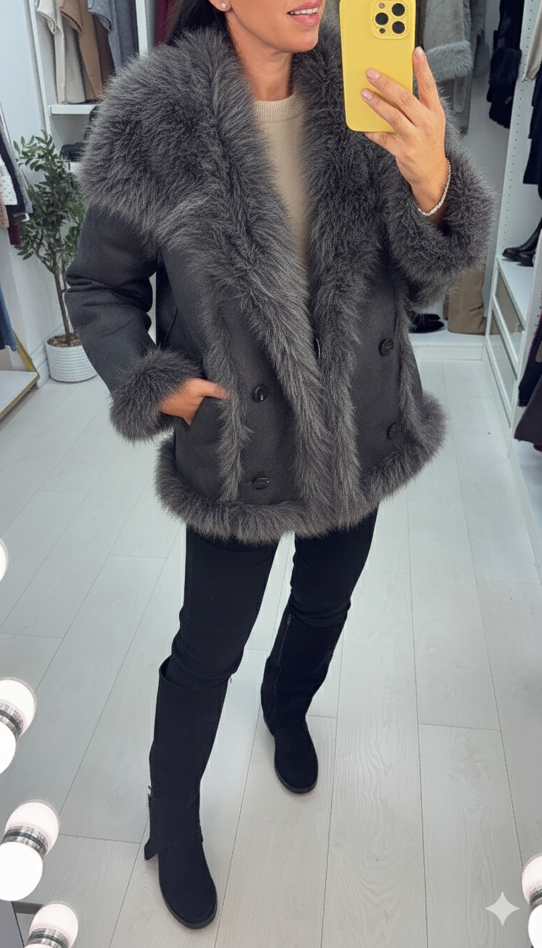 Isayla Reversible Faux Fur Detail Coat