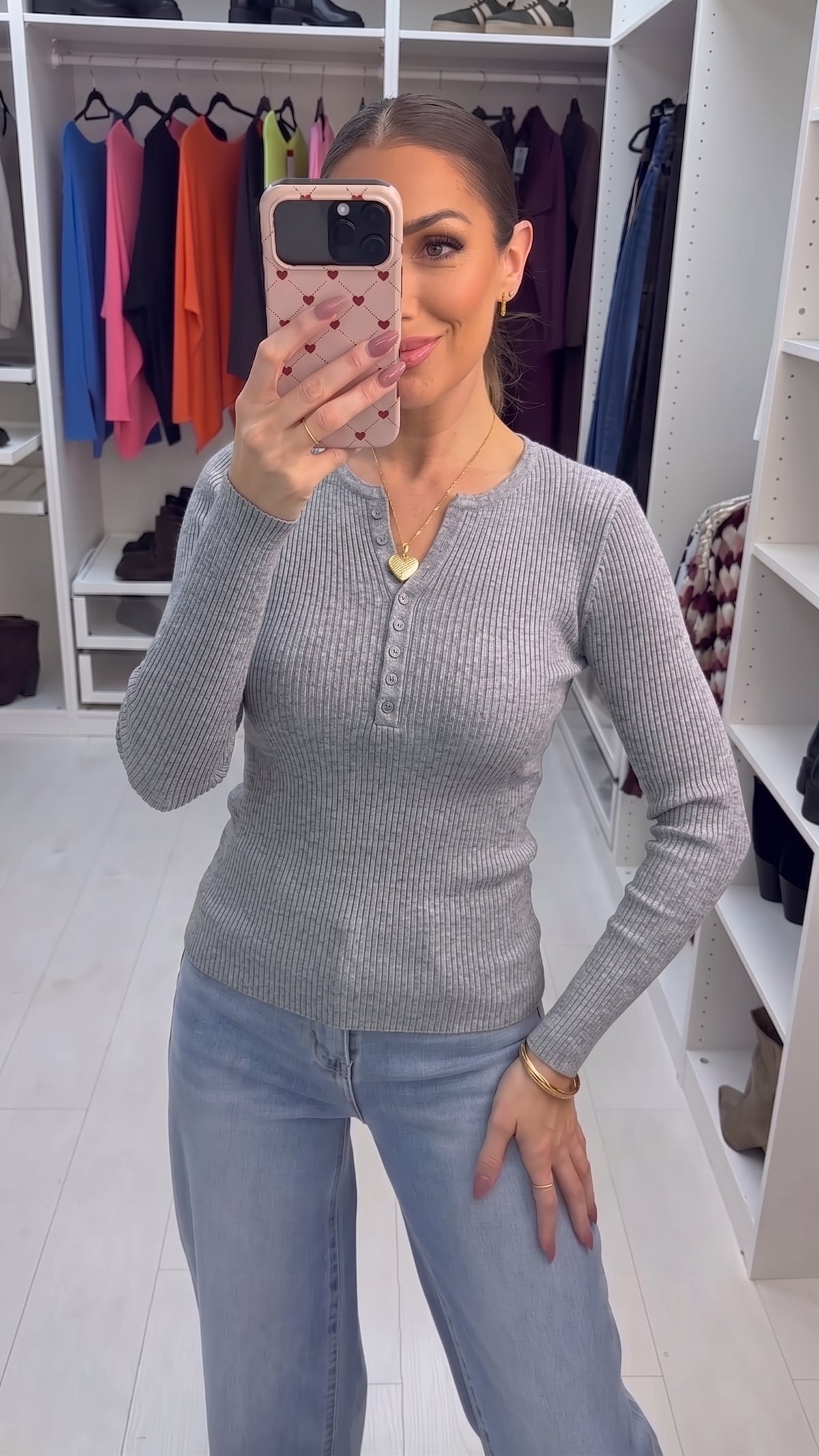 Myah Plain Ribbed Button Detailed Jumper