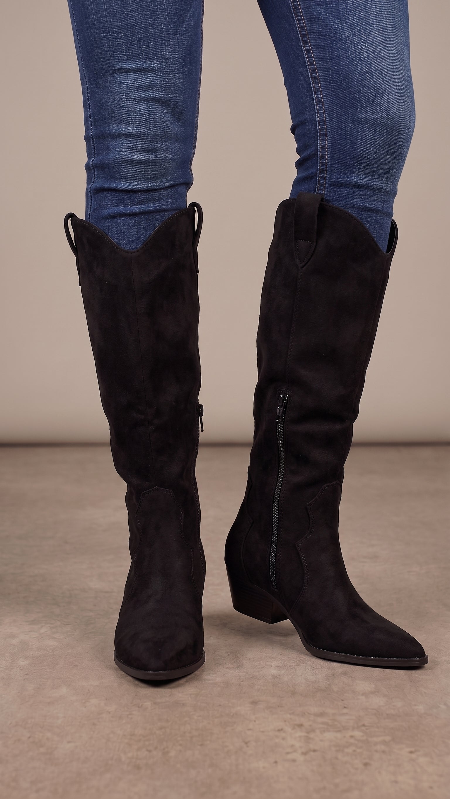 Chantel Faux Suede Pointed Western Boots