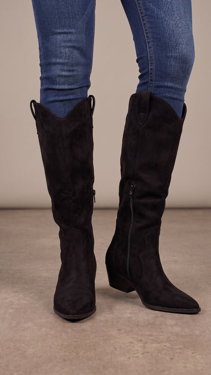 Chantel Faux Suede Pointed Western Boots