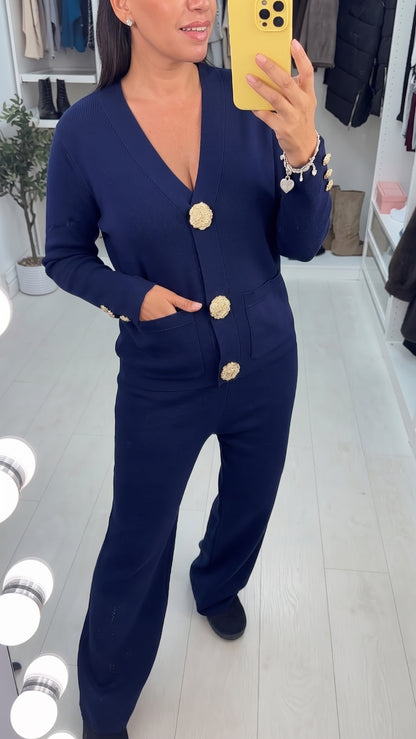 Yasminda Plain Statement Button Front Co-Ord Set