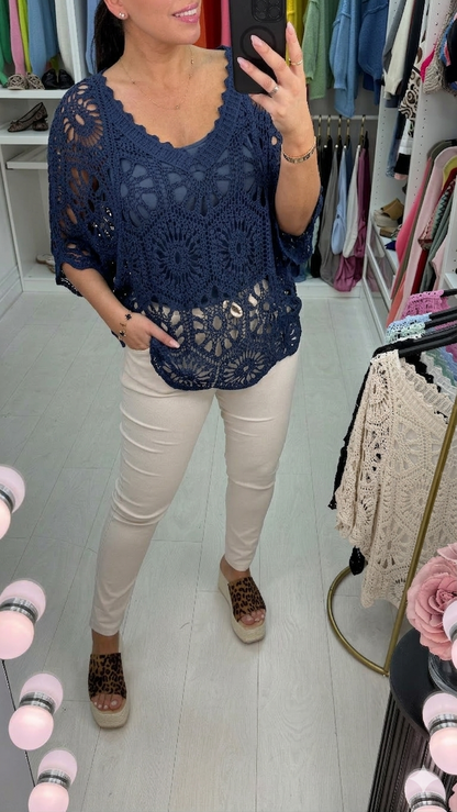 Tiana Crochet Batwing Sleeve Top