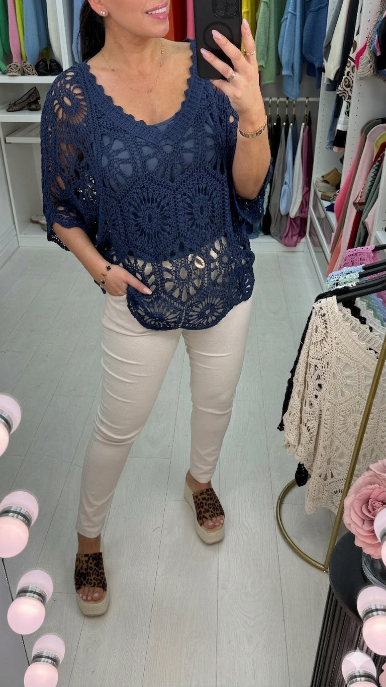 Tiana Crochet Batwing Sleeve Top