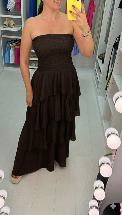 Dovina Strappy Maxi Ruffle Dress