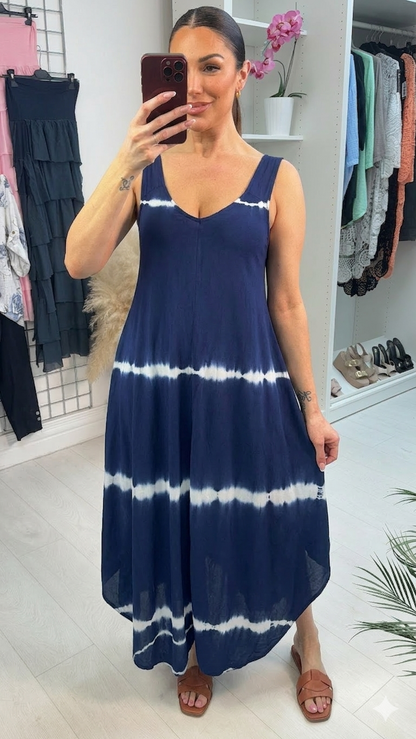 Nevena Tie Dye Asymmetric Maxi Dress