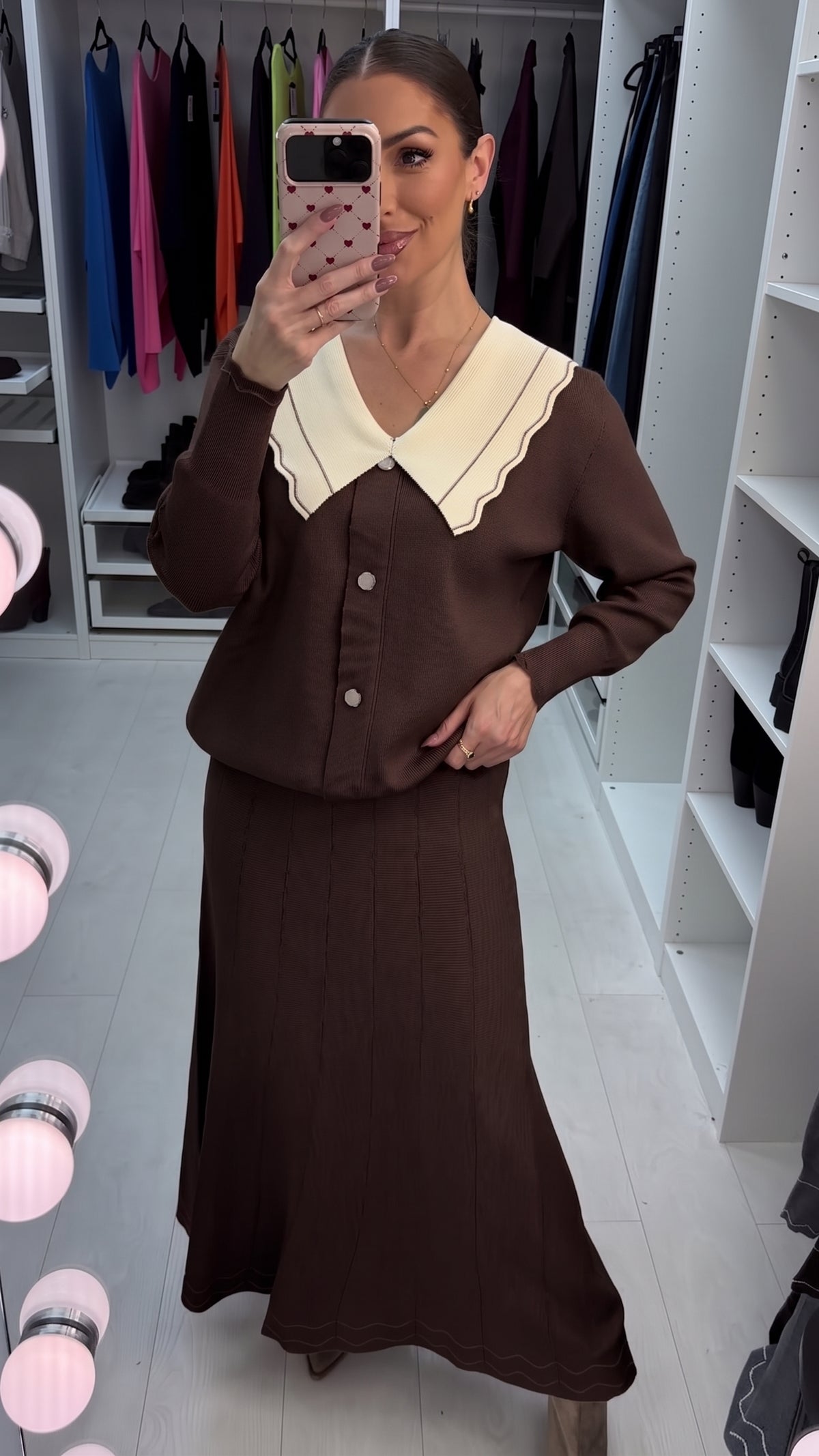 Harmony Scallop Contrast Button Front Knit Co-ord Set