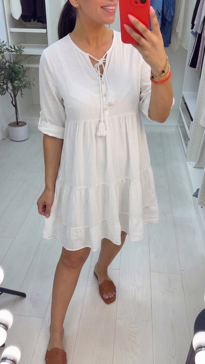 Dara Plain Tassel Detail Smock Dress