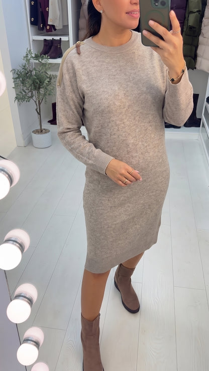 Koko Shoulder Zip Detailed Jumper Dress