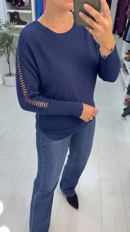 Kamara Open Stitch Embellished Sleeve Jumper