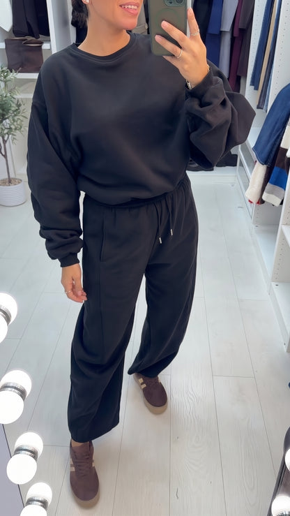 Omara Plain Wide Leg Loungewear Set