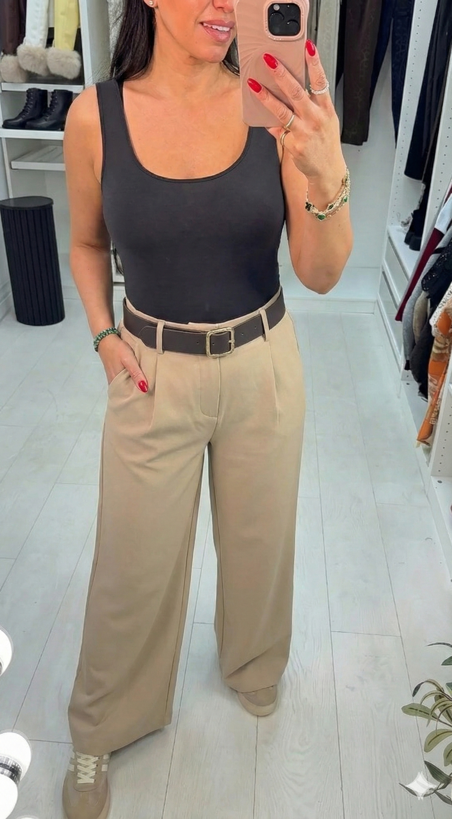 Lizo Plain Belted Wide Leg Trousers