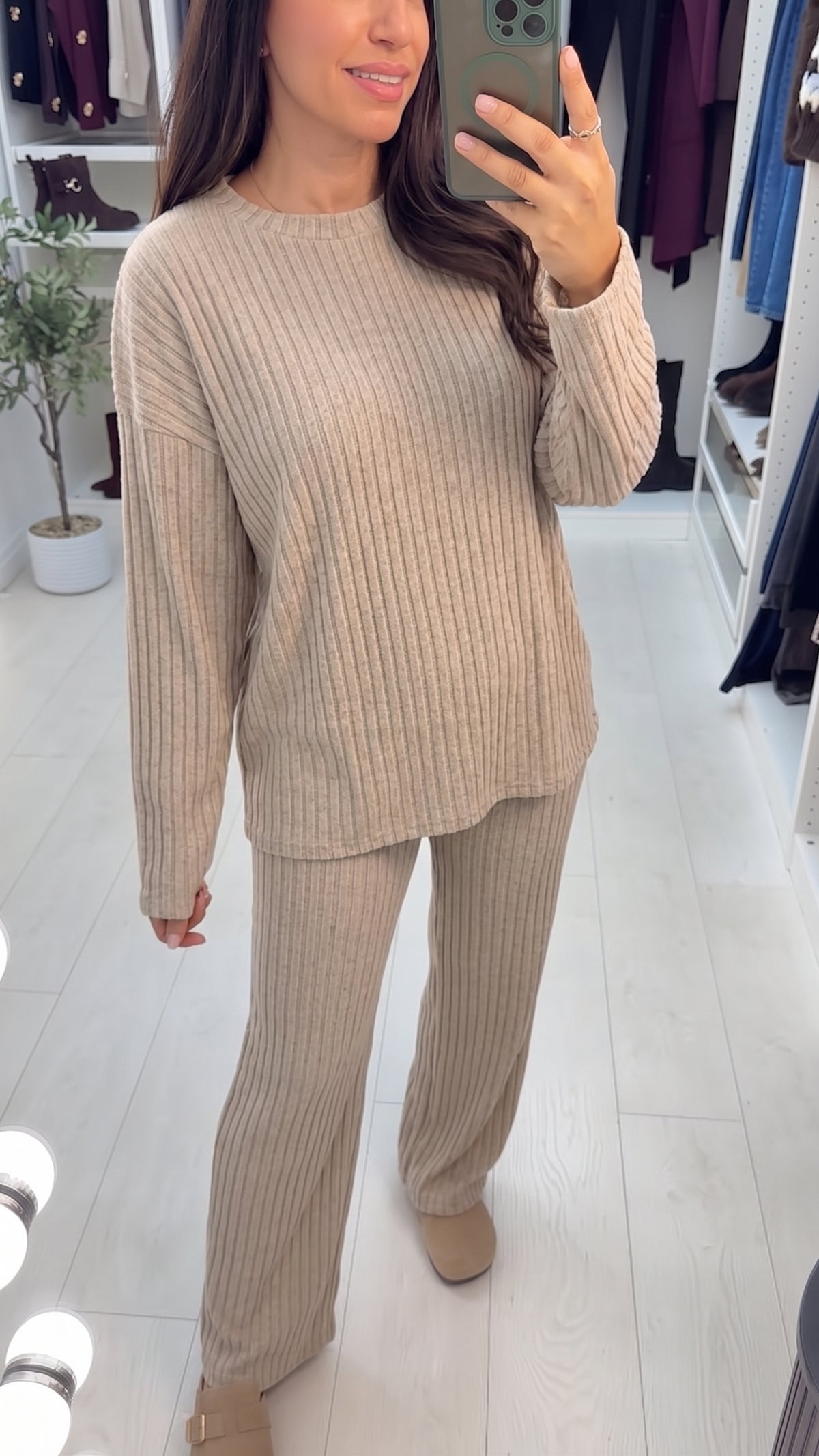 Gwendolyn Plain Ribbed Loungewear Set