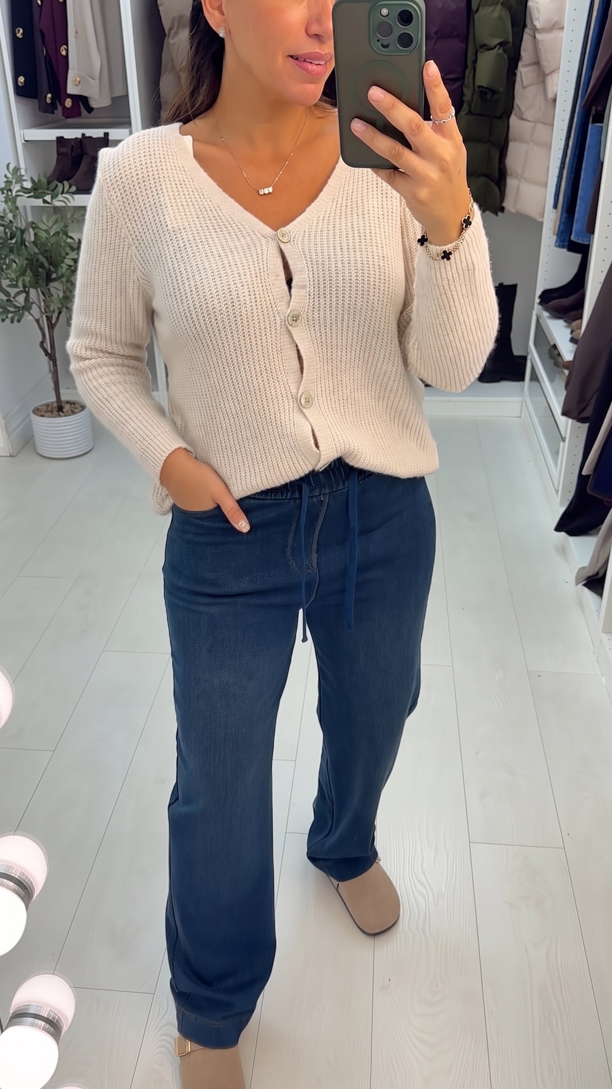 Thea Elasticated Waist Denim Trousers