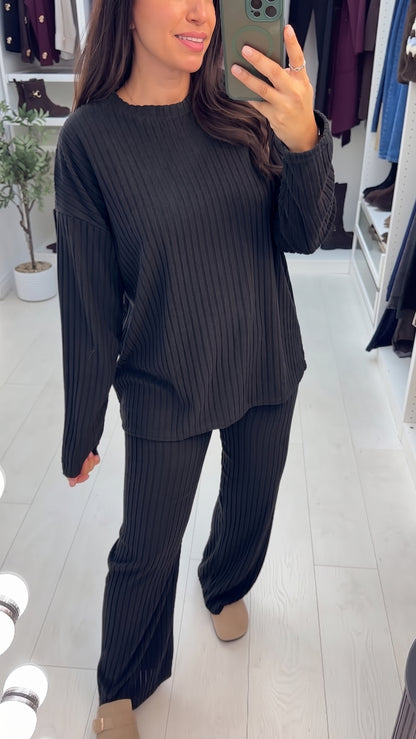 Gwendolyn Plain Ribbed Loungewear Set
