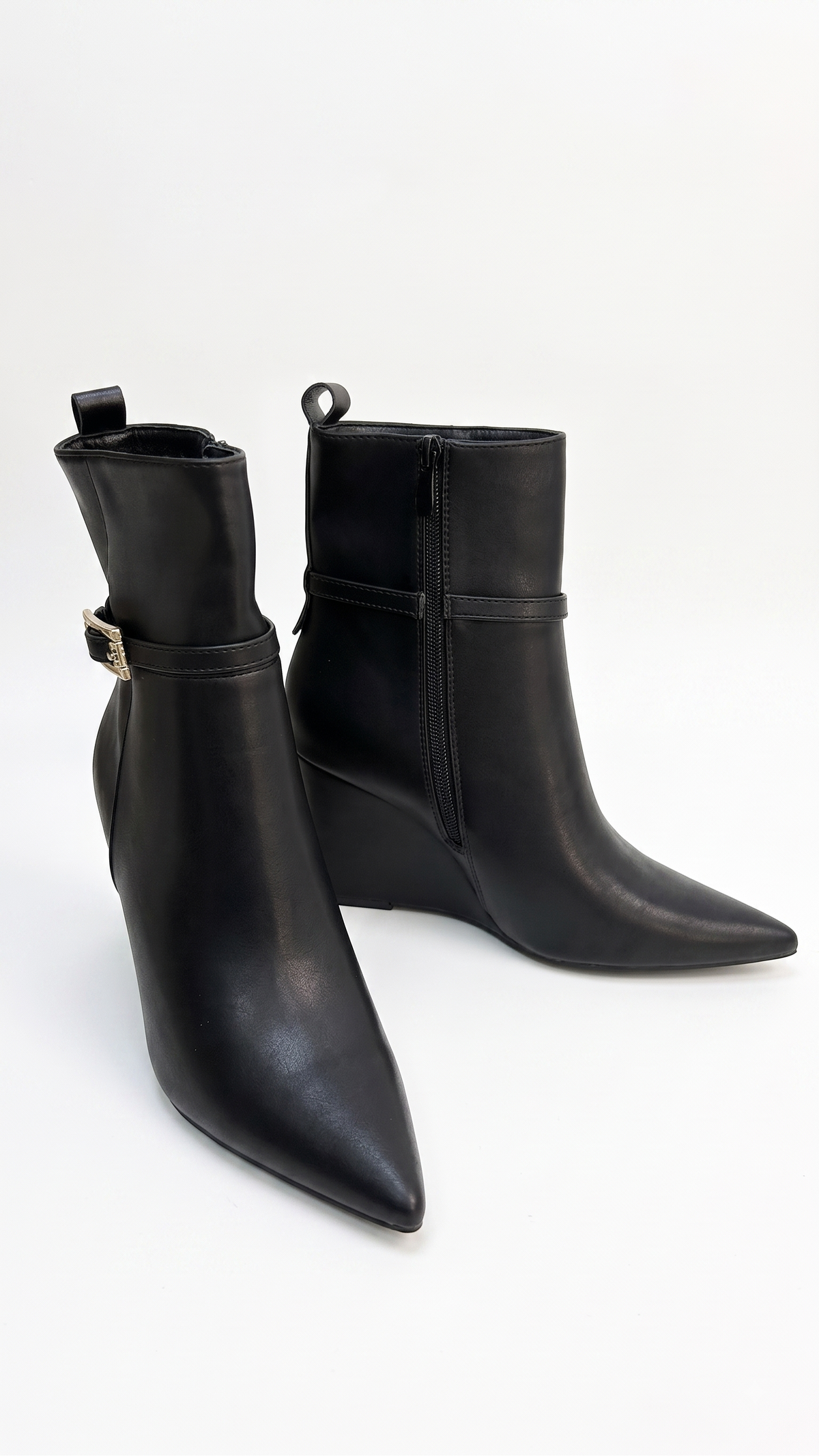 Alicia Faux Leather Pointed Wedge Boots