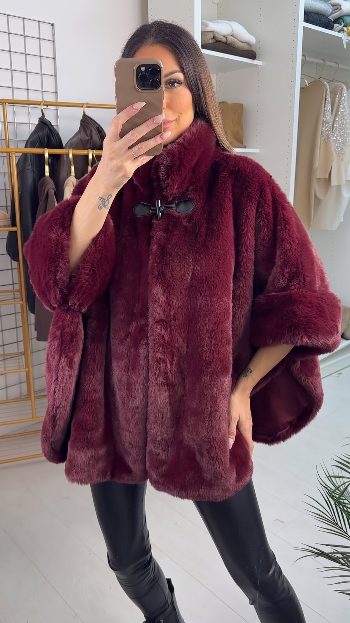 Davina Faux Fur Poncho Jacket