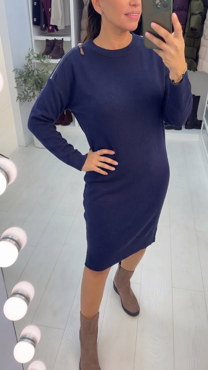 Koko Shoulder Zip Detailed Jumper Dress