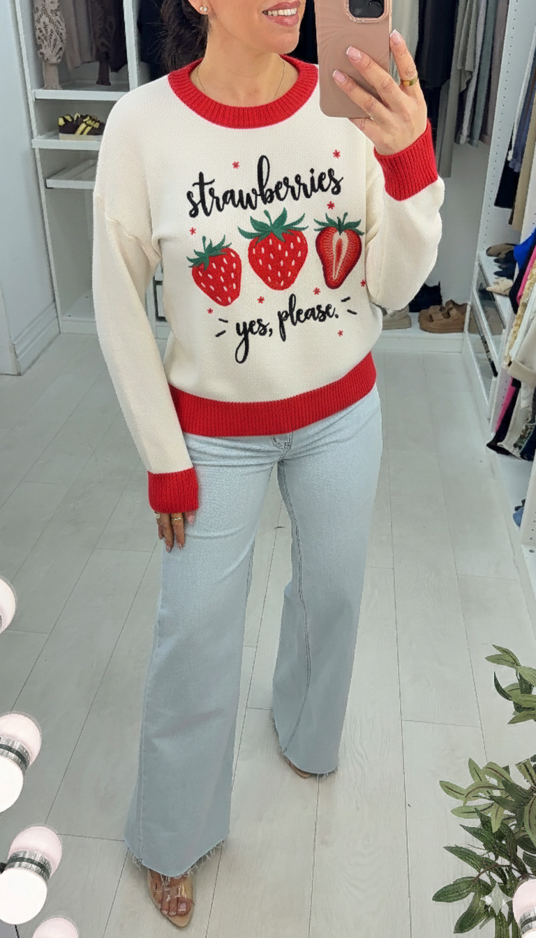 Clotilde Embroidered Strawberries Jumper