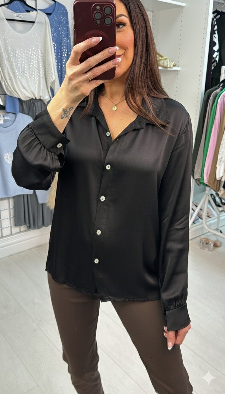 Parnelia Plain Satin Fitted Shirt