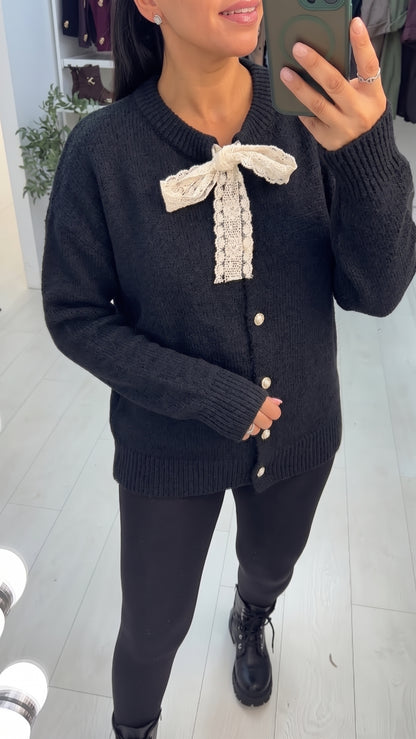 Elmira Plain Lace Detailed Cardigan
